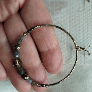 NEW Laborodite and bronze color hoop wire earrings